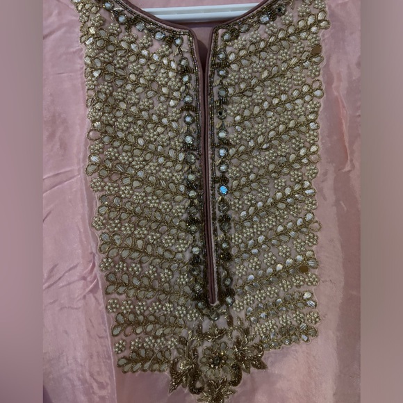 Pink and Dark purple ombré Indian sharara with snow flakes and embroidery - Picture 6 of 7